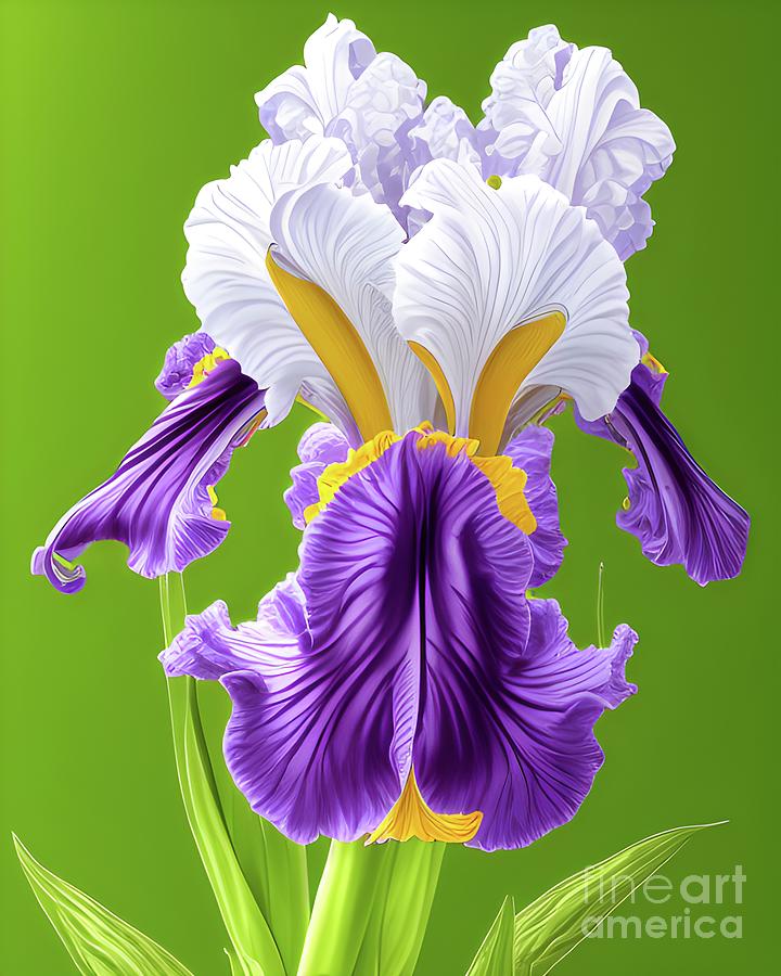 Purple and White IRIS_1883 Digital Art by Mary Machare