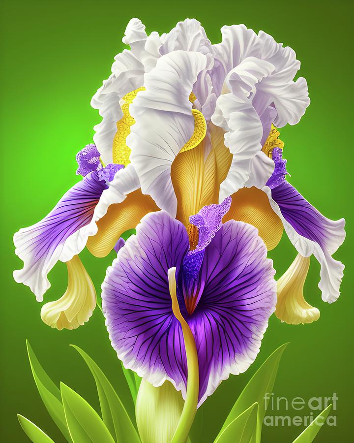 Purple and White Iris_1887 Mixed Media by Mary Machare