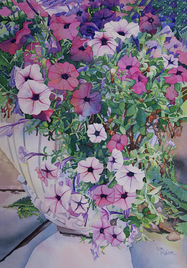 Purple and White Petunias Painting by Lisa Molitor - Fine Art America