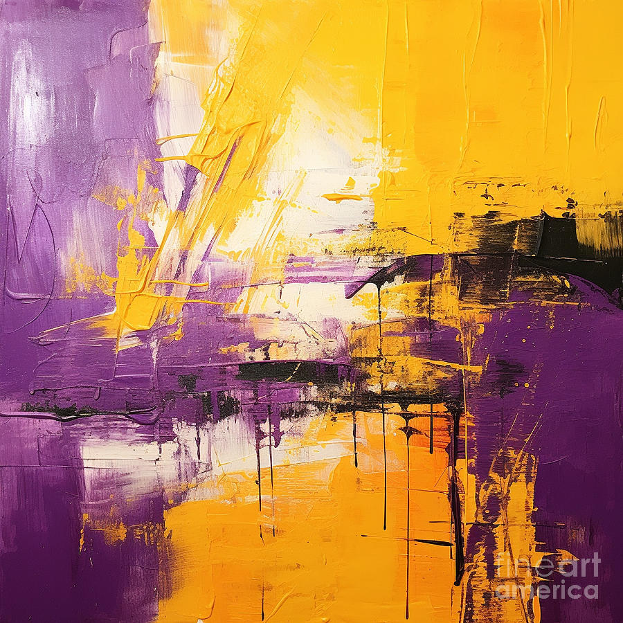 Purple and yellow abstract art Digital Art by Lori Stewart - Fine Art ...