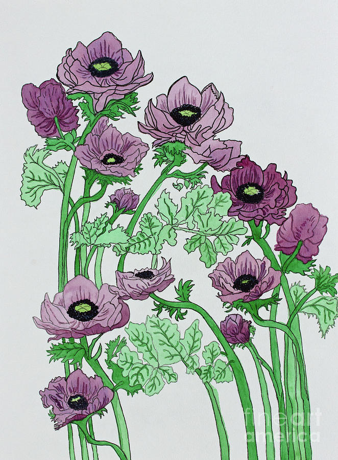 Purple Anemones Painting by Norma Appleton
