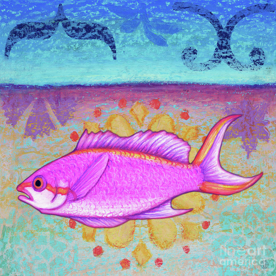 Purple Anthias Waterscape  Painting by Amy E Fraser