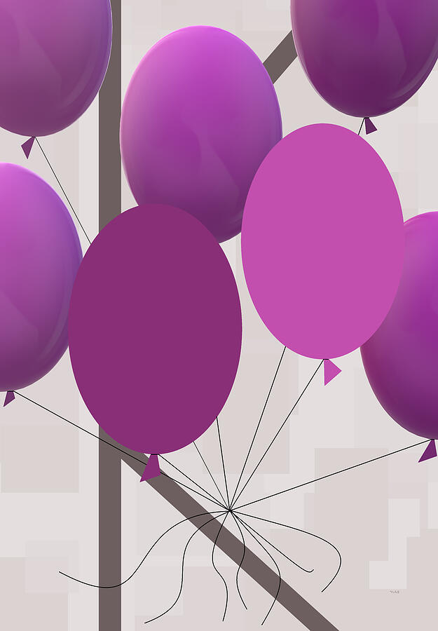 Purple Balloons of Paris Digital Art by Val Arie