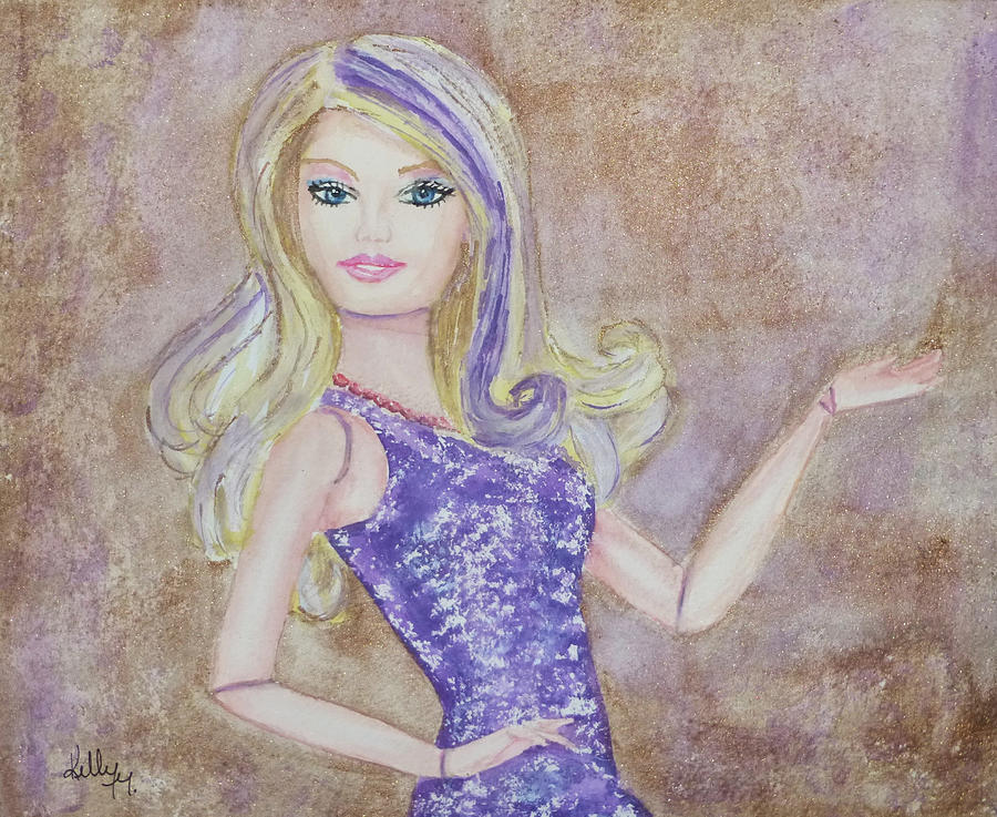 Purple Barbie Doll Painting by Kelly Mills