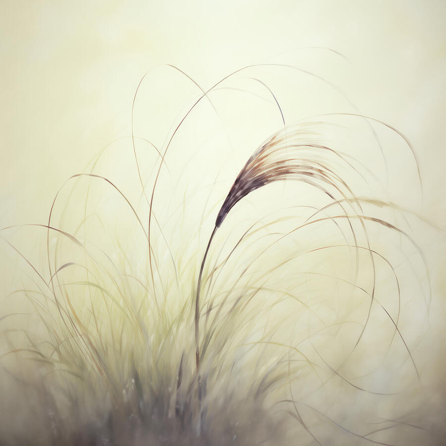 Still Life Digital Art - Purple Bloom Grass Stalks out of the Clump by Yo Pedro