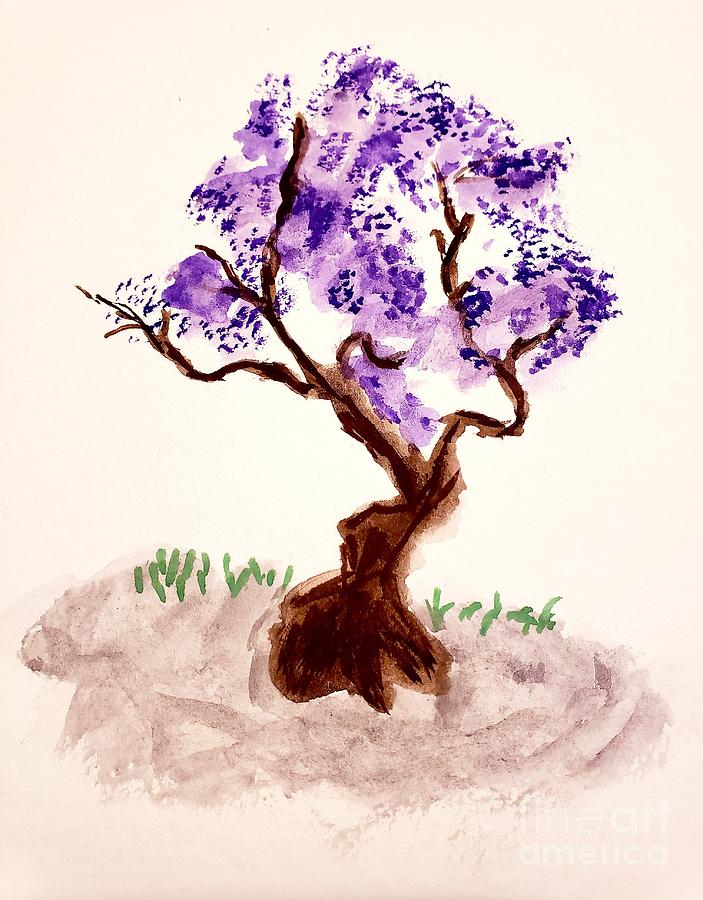 Purple Blossoms Painting by Margaret Welsh Willowsilk