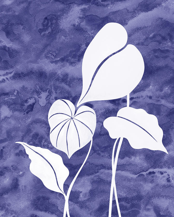 Purple Blue Abstract Very Peri Floral Pattern Decor Design XIII Painting by Irina Sztukowski