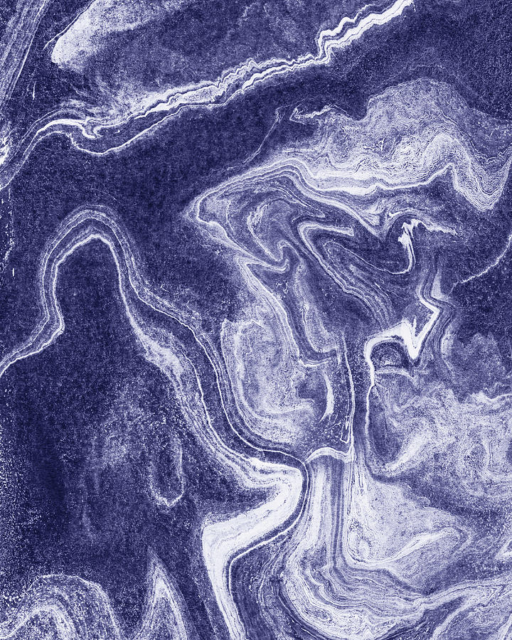 Purple Blue Abstract Very Peri Watercolor Surface Texture Decor Design IV Painting by Irina Sztukowski