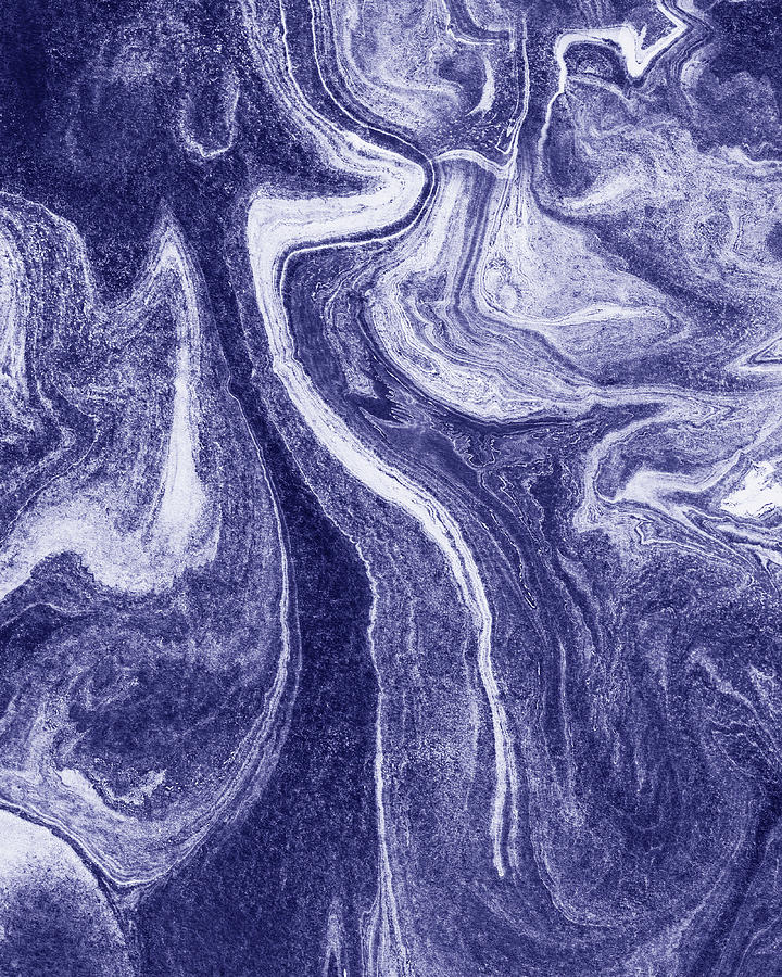Purple Blue Abstract Very Peri Watercolor Surface Texture Decor Design V Painting by Irina Sztukowski
