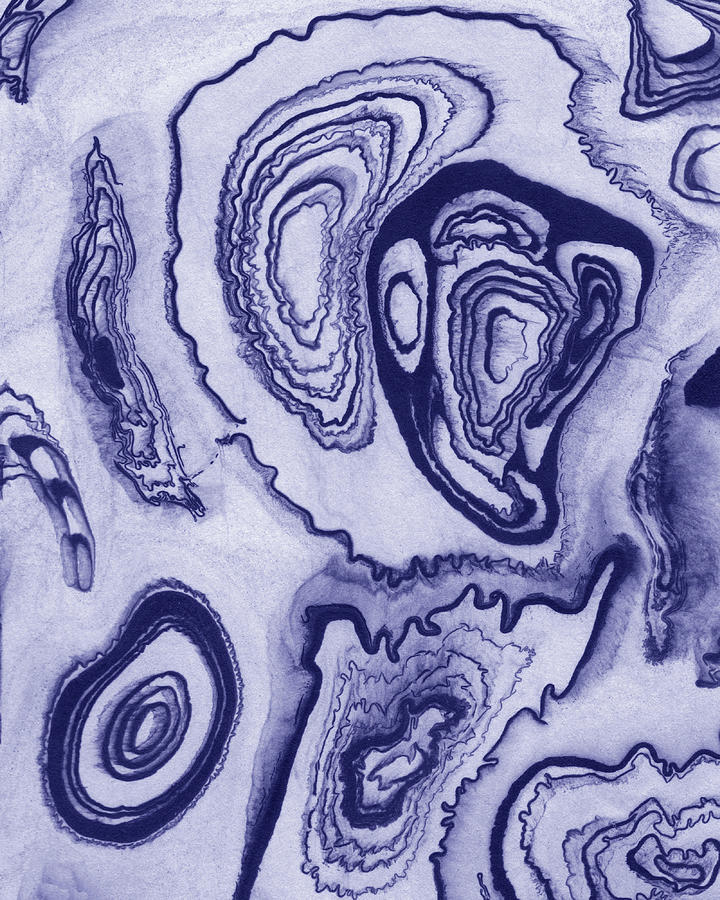 Purple Blue Abstract Very Peri Watercolor Surface Texture Decor Design XIV Painting by Irina Sztukowski