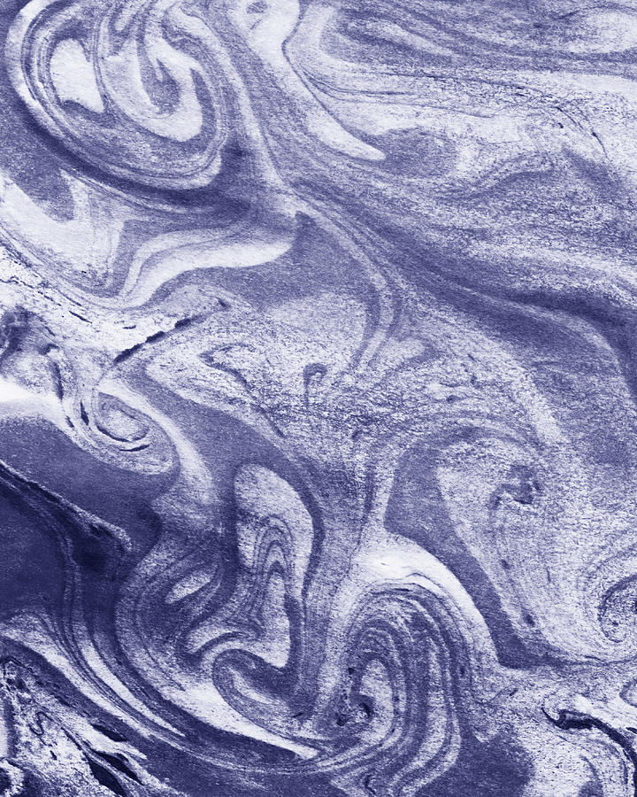 Purple Blue Abstract Very Peri Watercolor Surface Texture Decor Design XXII Painting by Irina Sztukowski