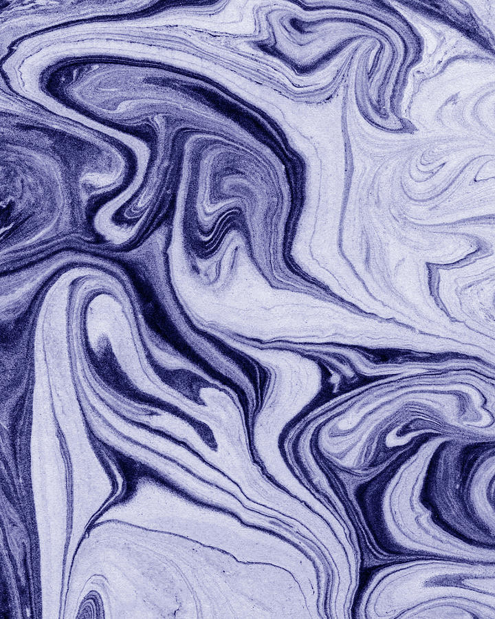 Purple Blue Abstract Very Peri Watercolor Surface Texture Decor Design XXIII Painting by Irina Sztukowski