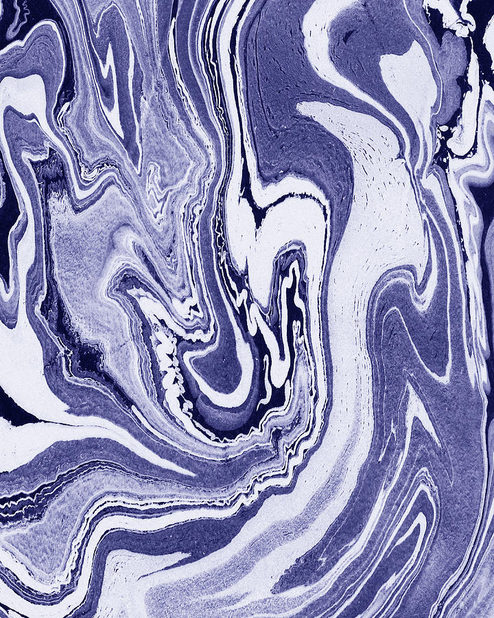 Purple Blue Abstract Very Peri Watercolor Surface Texture Decor Design XXIX Painting by Irina Sztukowski