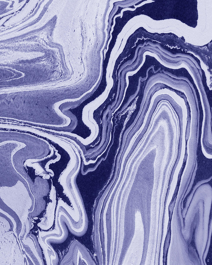 Purple Blue Abstract Very Peri Watercolor Surface Texture Decor Design XXVII Painting by Irina Sztukowski