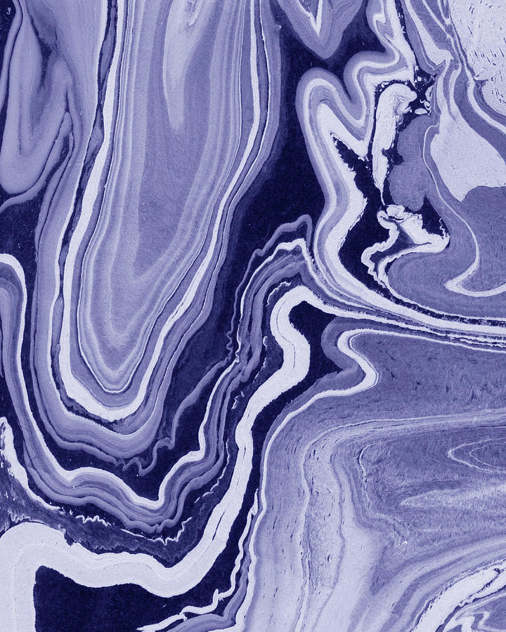 Purple Blue Abstract Very Peri Watercolor Surface Texture Decor Design XXVIII Painting by Irina Sztukowski