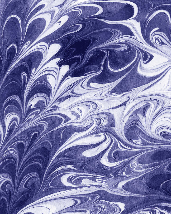 Purple Blue Abstract Very Peri Watercolor Surface Texture Decor Design XXXI Painting by Irina Sztukowski