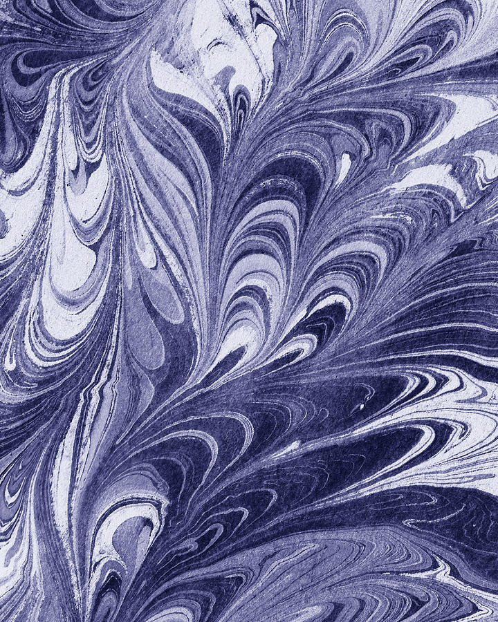 Purple Blue Abstract Very Peri Watercolor Surface Texture Decor Design XXXII Painting by Irina Sztukowski