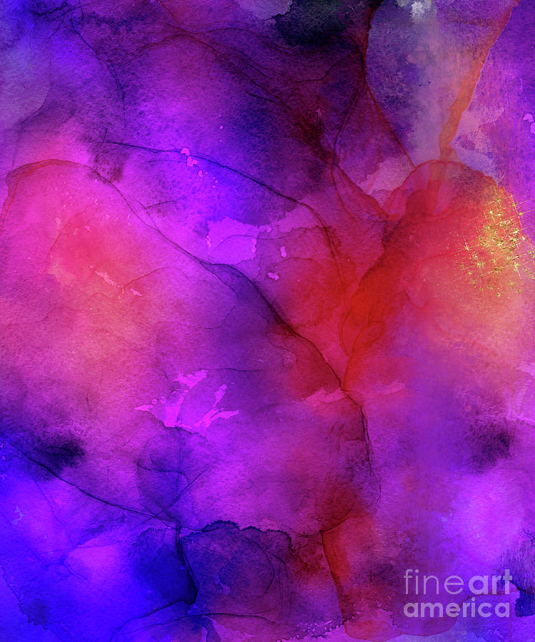 Purple, Blue, Red And Pink Fluid Ink Abstract Art Painting Painting