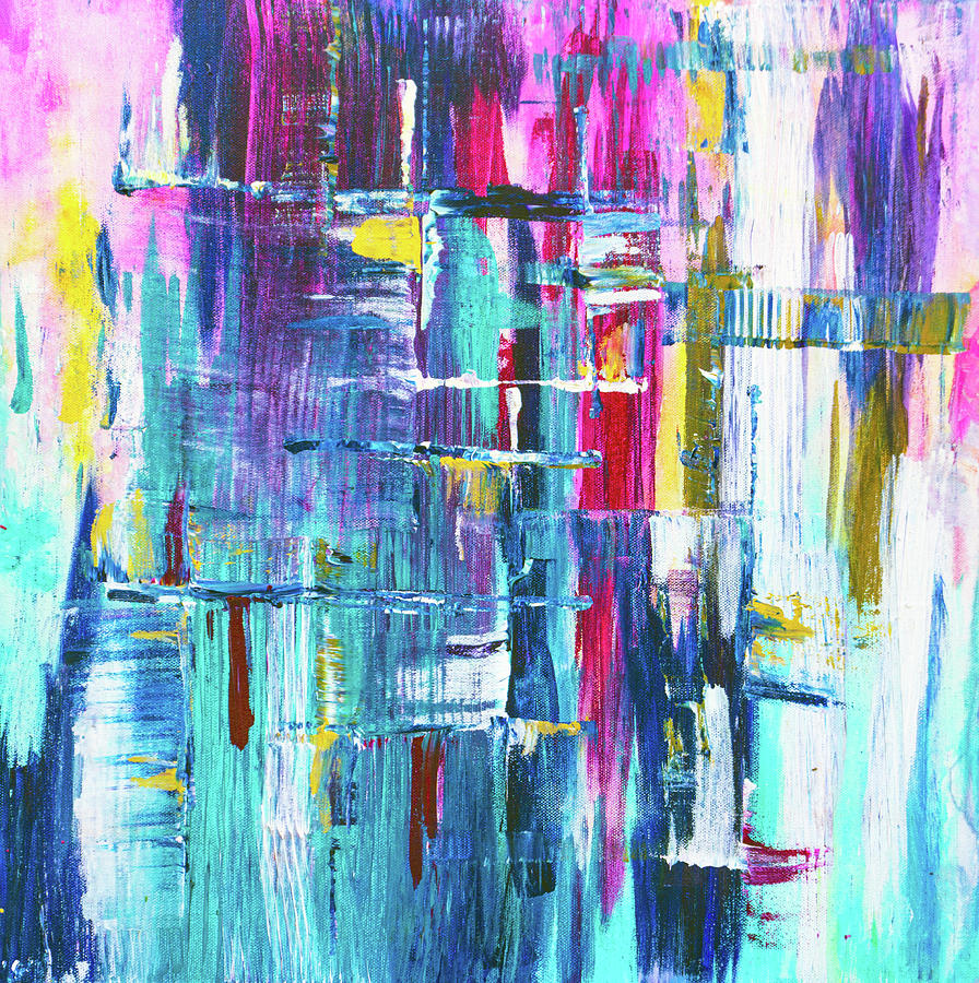 Purple Blue Square Abstract Painting