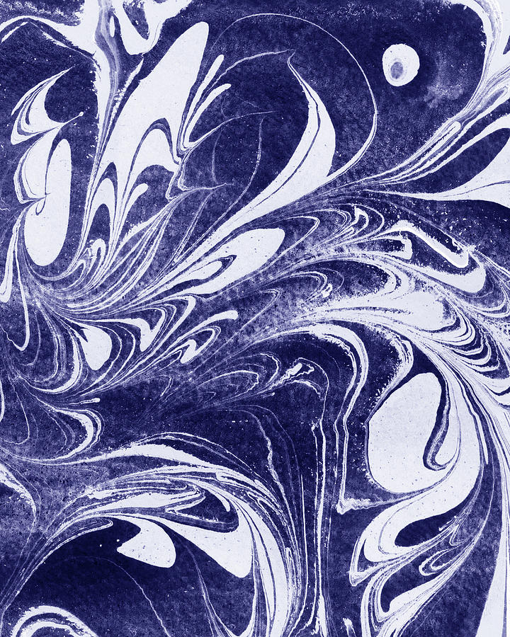 Purple Blue Very Peri Abstract Watercolor Floral Decor Design III Painting by Irina Sztukowski