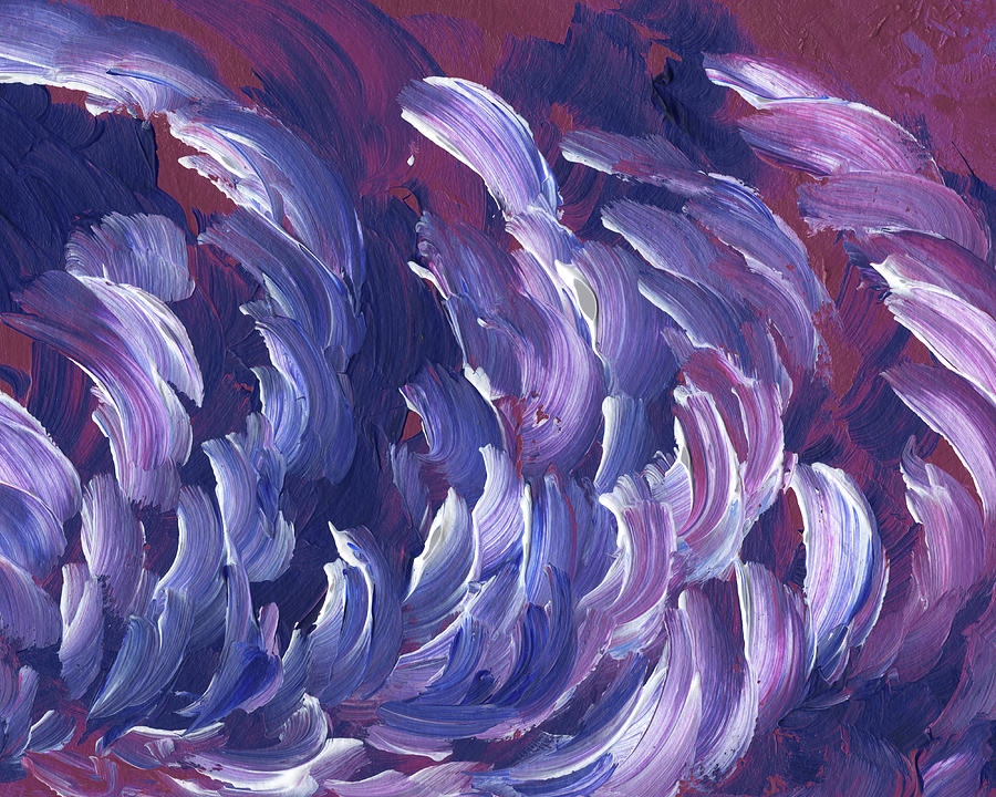 Purple Blue Waves Of The Ocean Unique Abstract Texture Painting