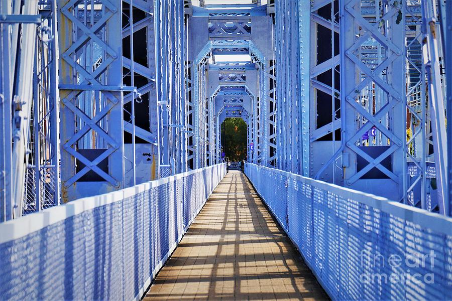 Cincinnati Photograph - Purple Bridge Walkway 3 - Cincy Newport Series by Lee Antle