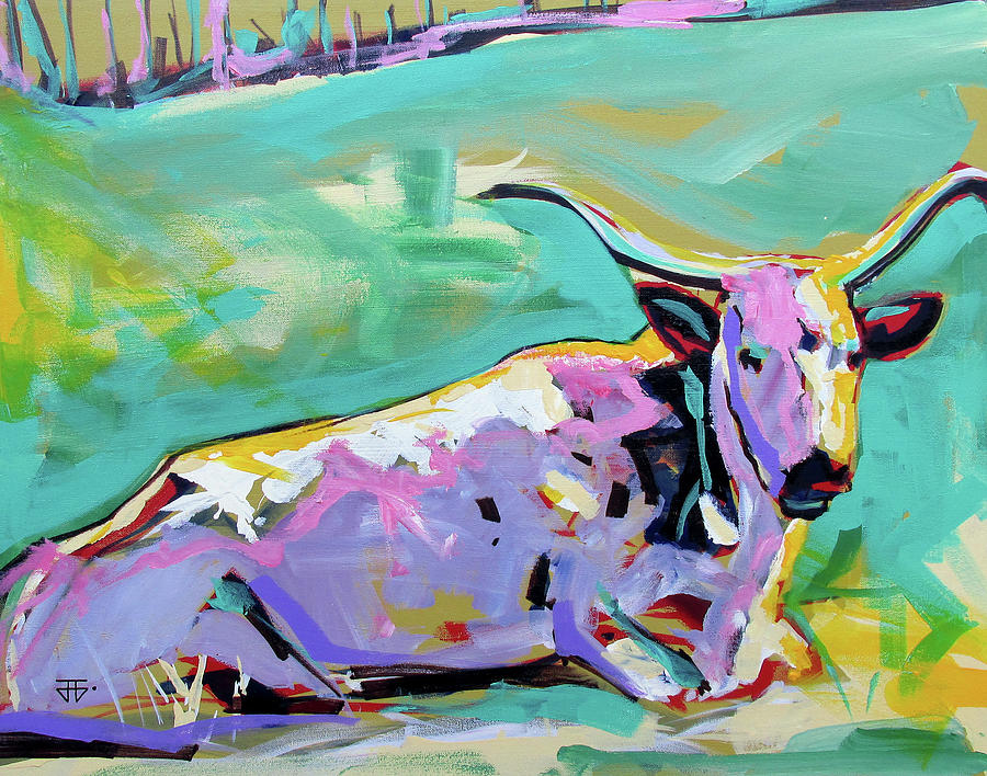 Purple Bull Painting by John Gholson