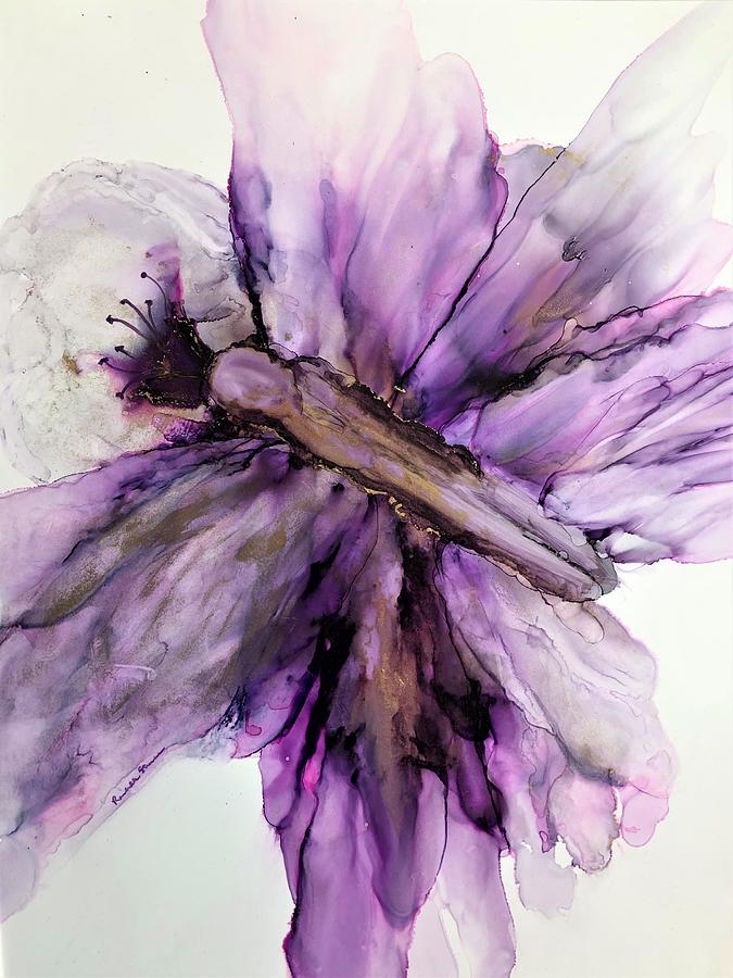 Purple Butterfly and Poppy Painting by Rachelle Stracke