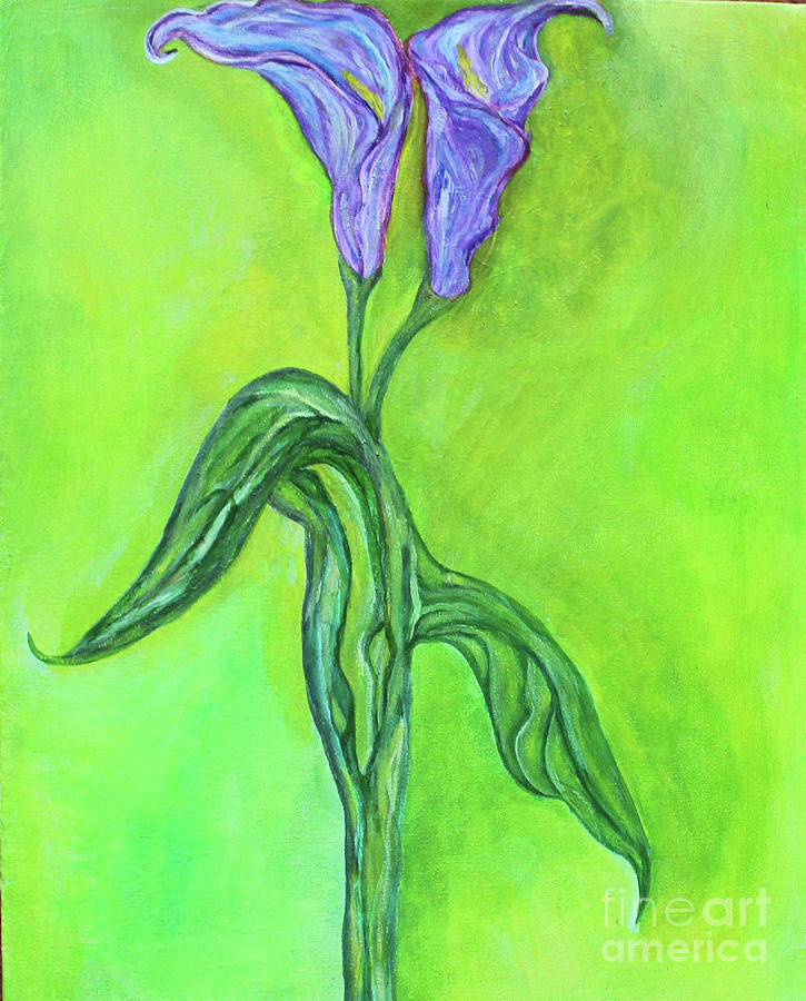 purple calla Lilies Painting by Maxine Findlow