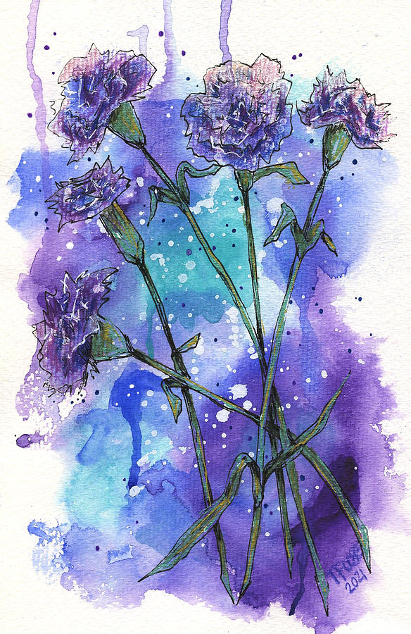 Purple Carnations Painting