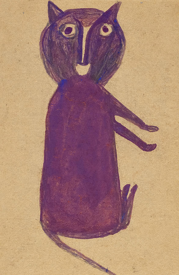 Purple Cat Painting by Bill Traylor - Fine Art America