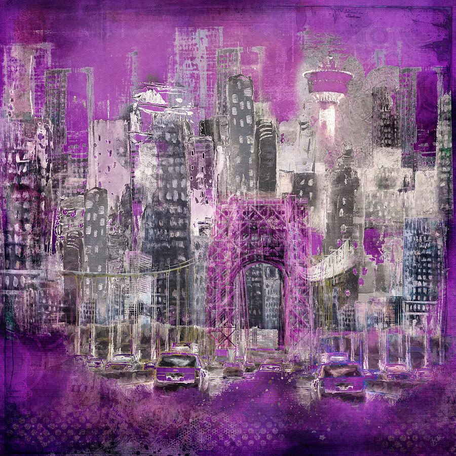 Purple City Digital Art by Barbara Mierau-Klein