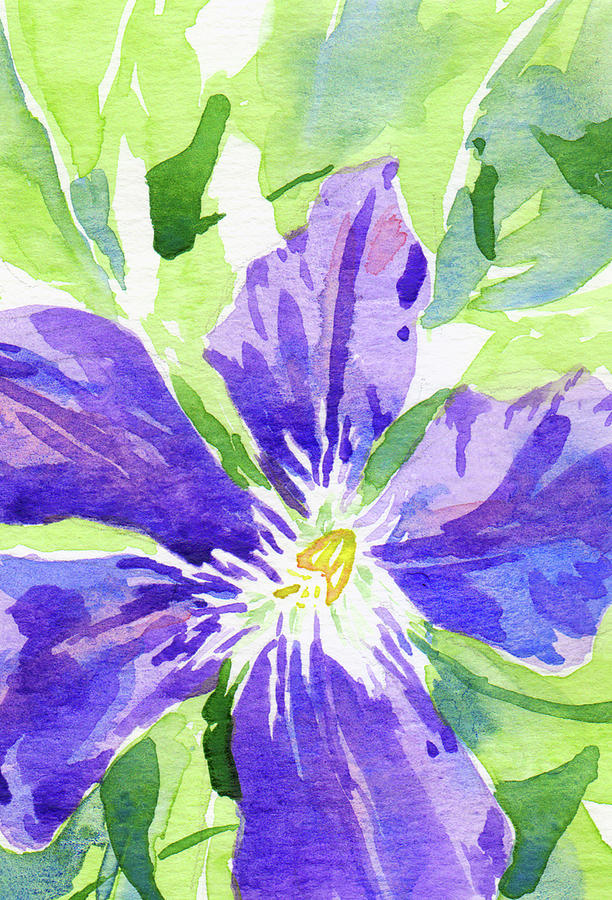 Purple Clematis Painting by Cherilynn Wood - Fine Art America