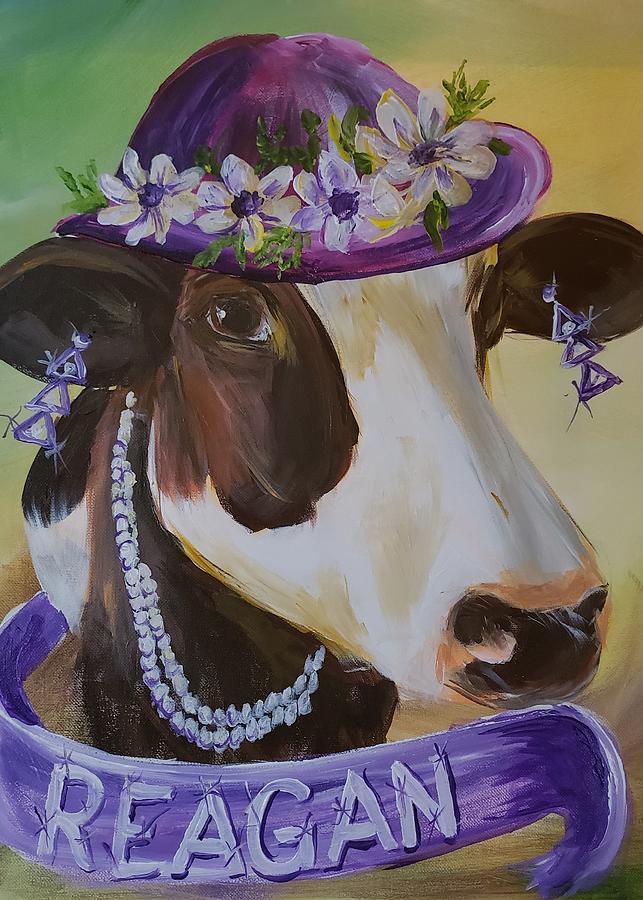 Purple Cow Painting by Peggy Duff Fine Art America