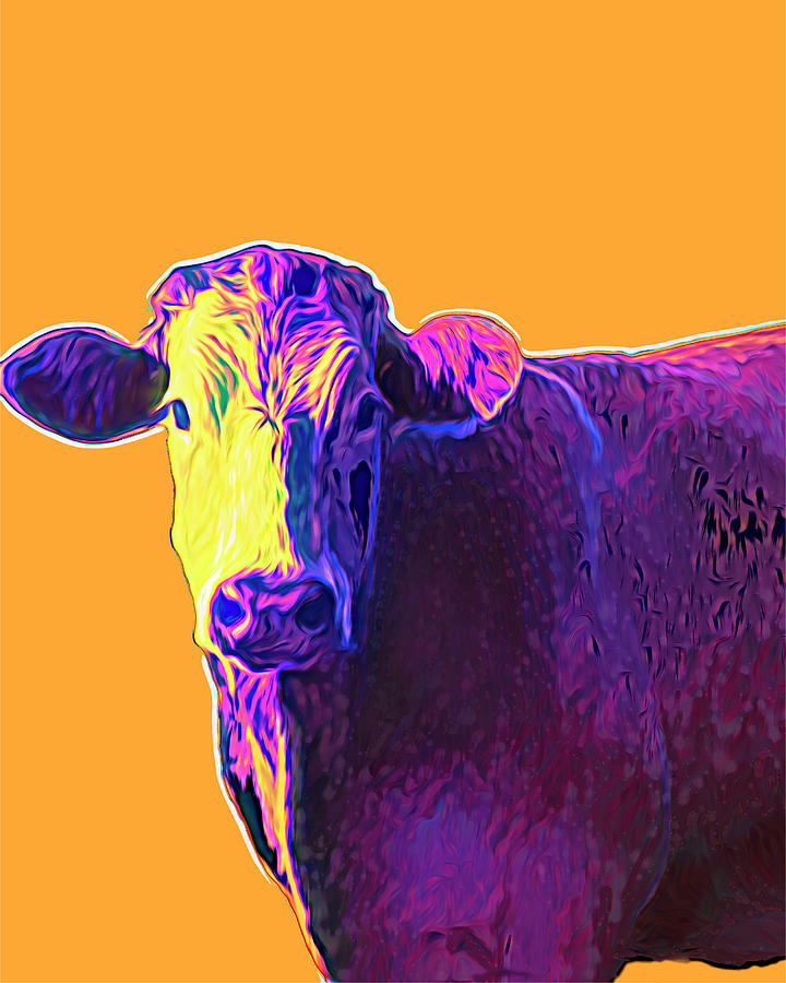 Purple Cow Pop Art Style Digital Art by Ann Powell