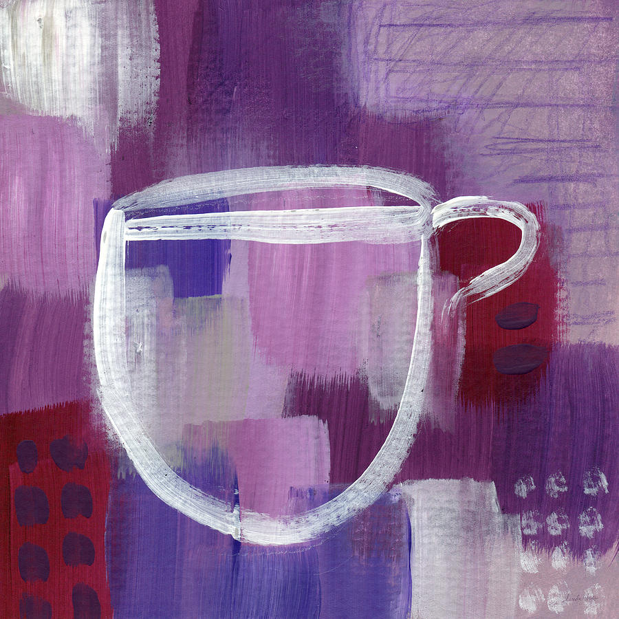 Abstract Mixed Media - Purple Cup Large- Art by Linda Woods by Linda Woods