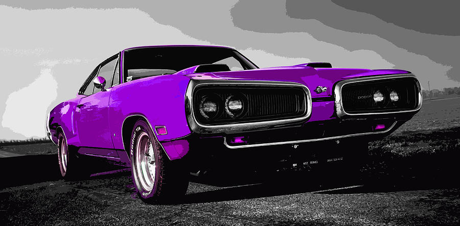 Car Digital Art - Purple Dodge SuperBee by Thespeedart