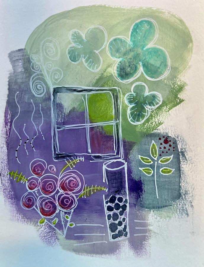 Purple Doodle Too Painting by Theresa Marie Johnson