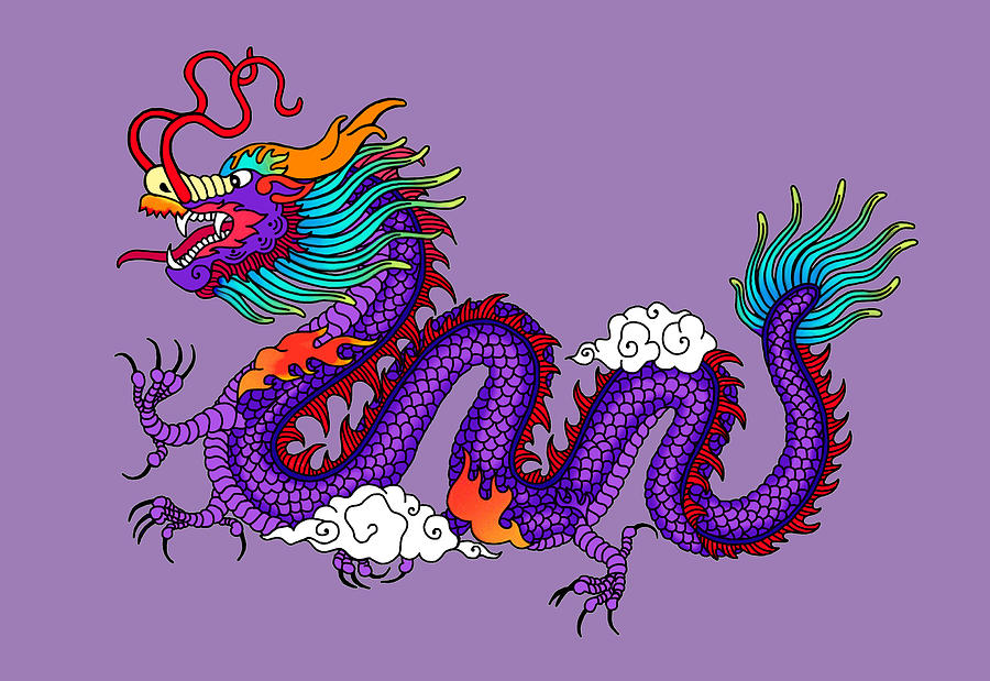 Purple Dragon Mixed Media by Anthony Seeker