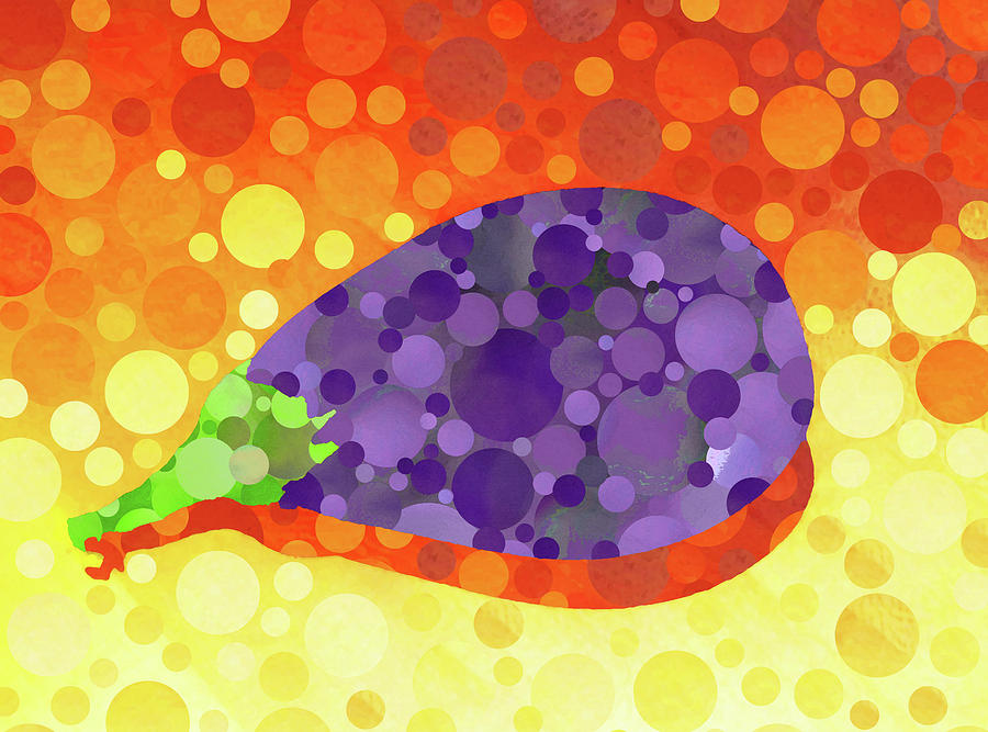 Purple Painting - Purple Eggplant Food Art Full Circle by Sharon Cummings