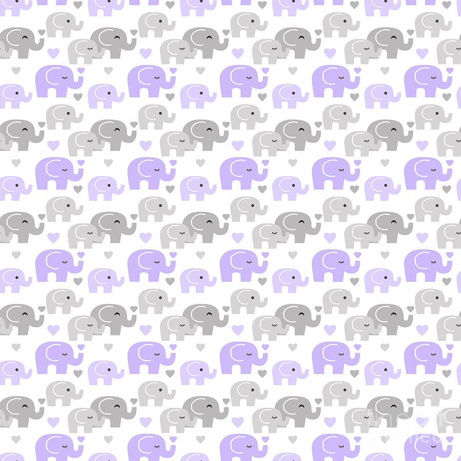 Pink Gray Elephant Baby Girl Nursery Wrapping Paper by decampstudios