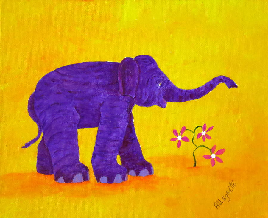 Purple Elephant Painting by Pamela Allegretto