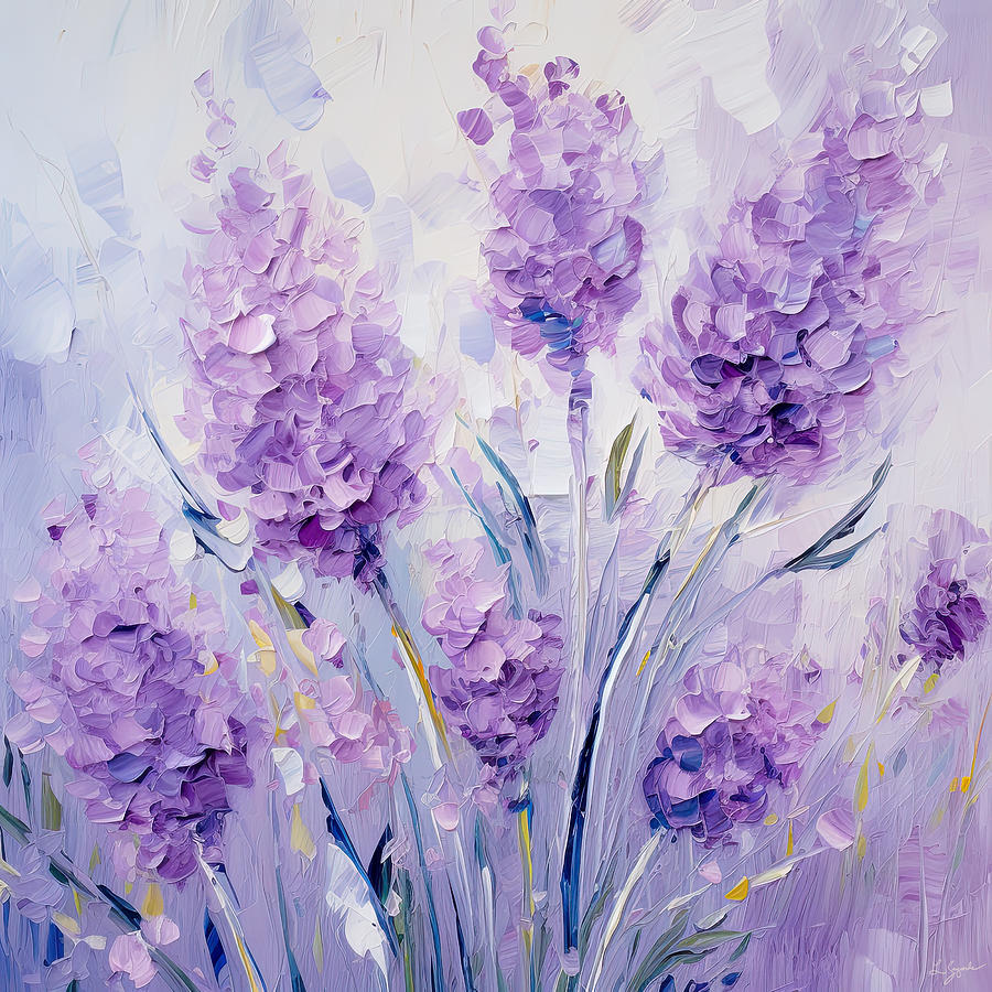 Purple Explosions - Purple and Blue Art Painting by Lourry Legarde