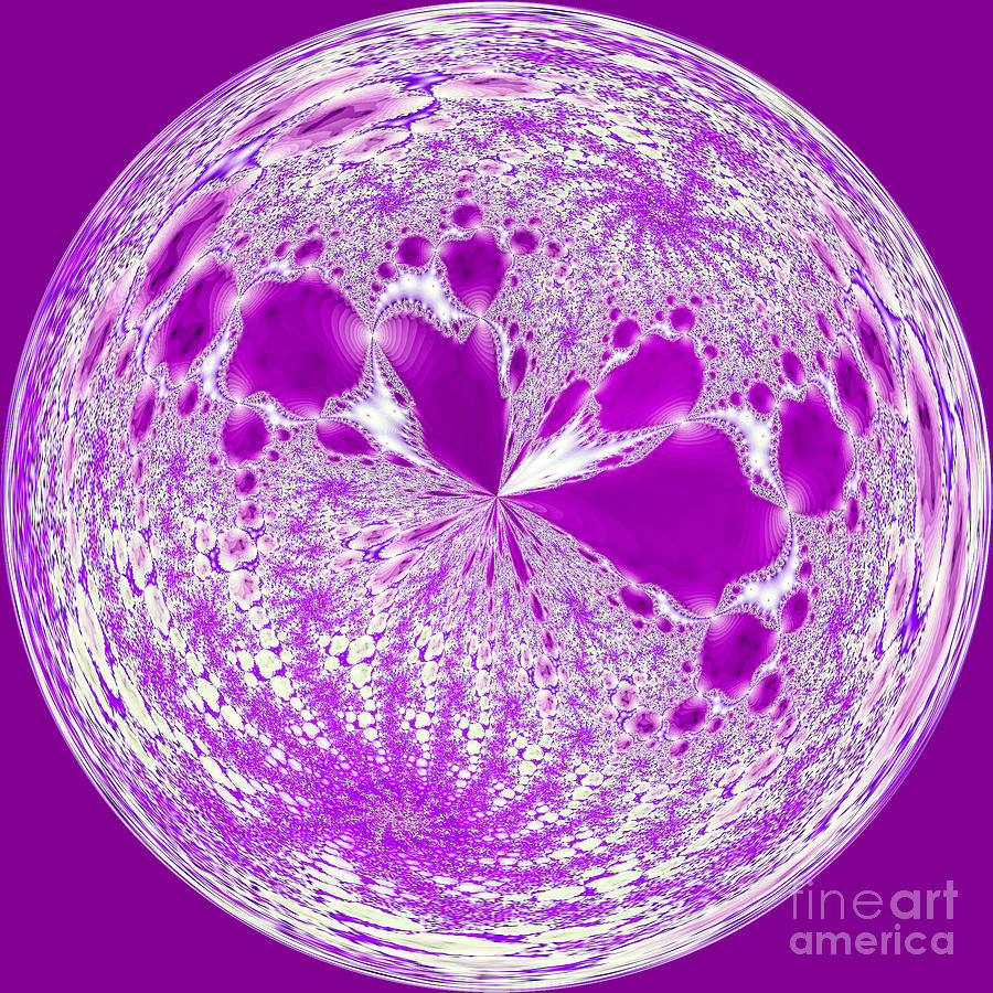 Abstract Digital Art - Purple Fantasty Orb by Elisabeth Lucas