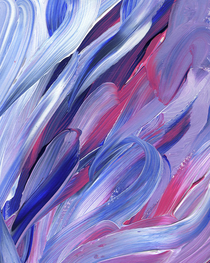Purple Feathers Blue Breeze Unique Abstract Art Painting