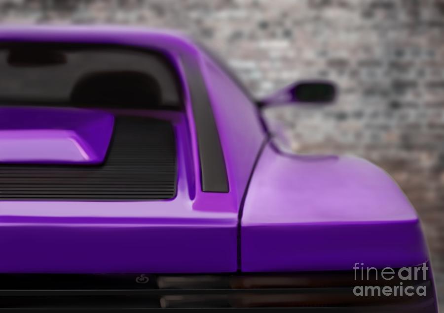 Purple Ferrari Testarossa Digital Art Digital Art by Moospeed Art