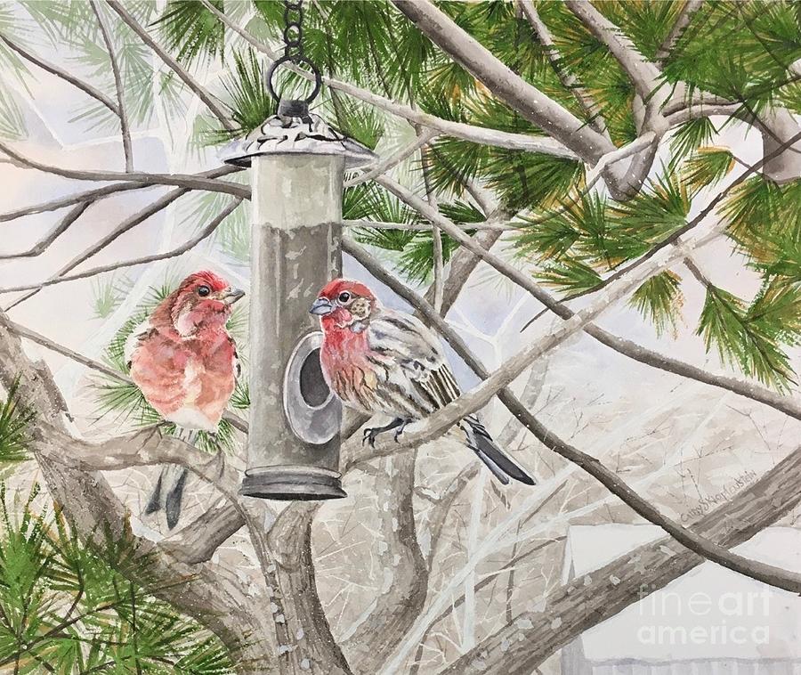 Purple Finches Painting By Cathy Klopfenstein Fine Art America