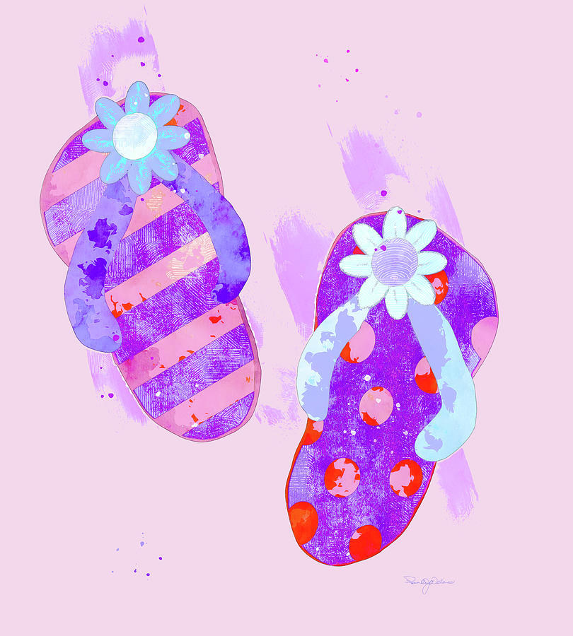 Purple Flip Flops Painting by Pamela Williams