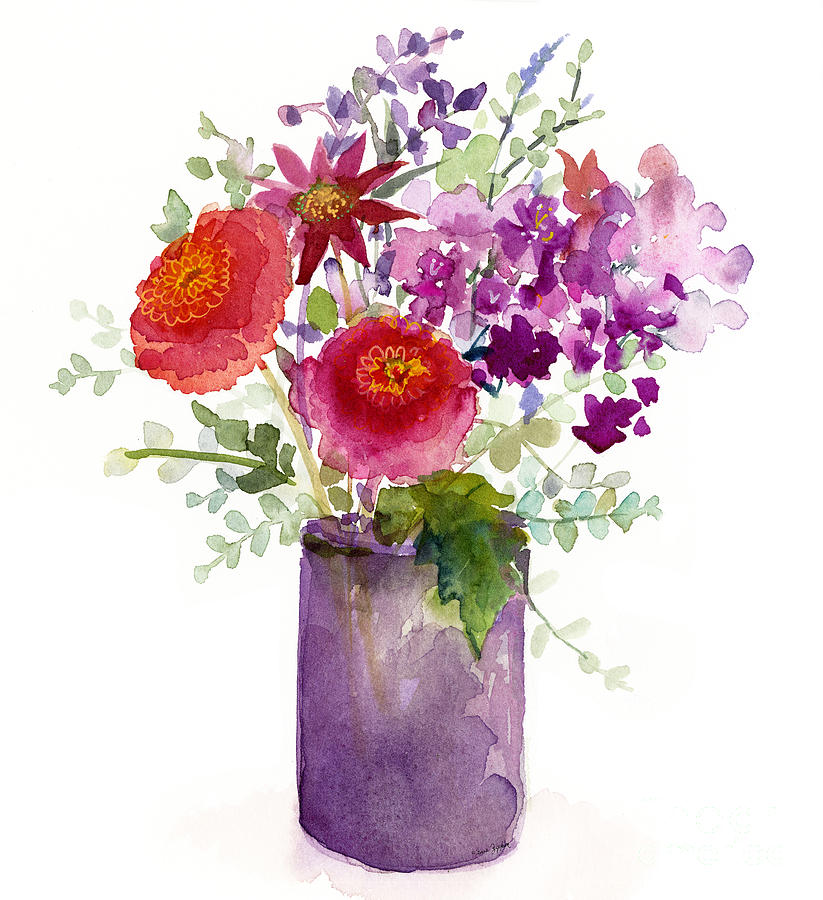 Purple floral passion  Painting by Sue Zipkin