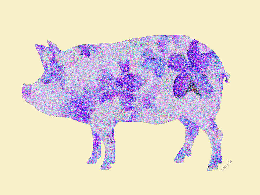 Purple Floral Pig Digital Art by Bamalam Art Purple Floral Pig Digital Art by Bamalam Art